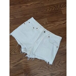 Levis Premium 501 Original White Denim Cut Off Shorts Button Fly W30 32317-0108